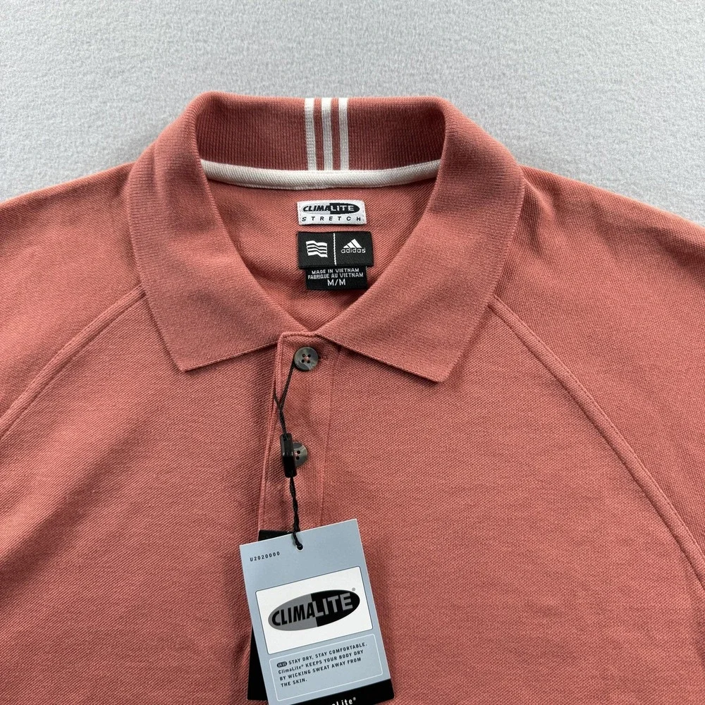 Adidas Climalite Polo Shirt Mens Medium Pink Short Sleeve Golf‎ Performance New